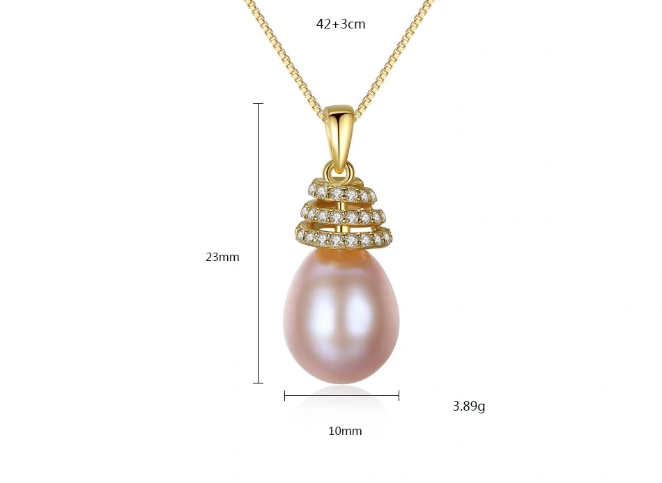 18K Gold Plated 925 Sterling Silver Freshwater Pearl Pendant Necklaces