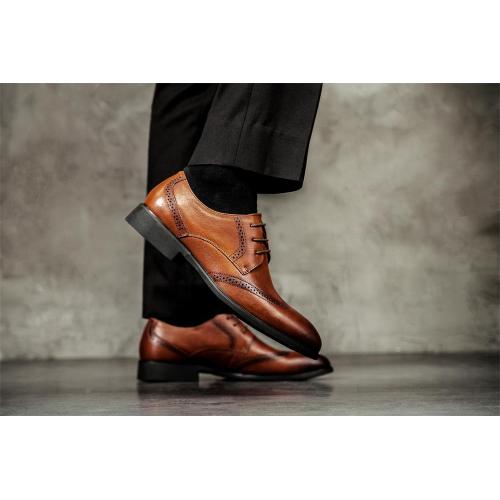 Oxfords Brown Black Leather Men Chaussures