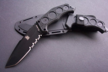 black finish blade military knife w,fiber glass handle full tang
