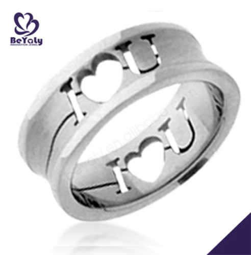 Custom design cheap titanium hollow letter rings