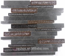 Black andesite mix crackle ceramic mosaic tile