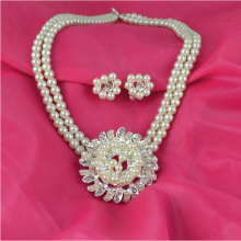 imitation pearl earring and necklace jewelry set LH175