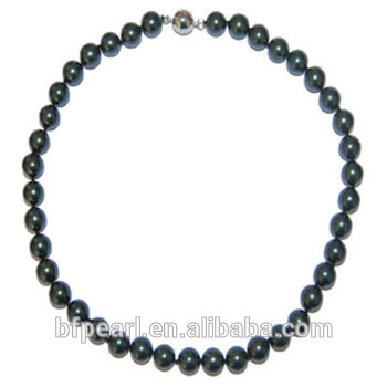 Wholesale 16" 10mm Black Shell Pearl Necklace