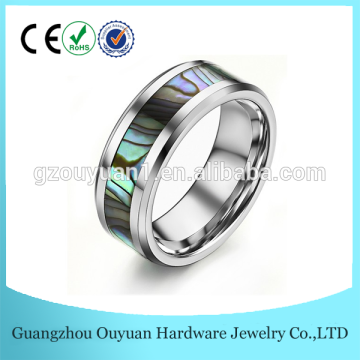 Fashion 8MM Couple Ring Colorful Shell Inlaid Tungsten Carbide Ring