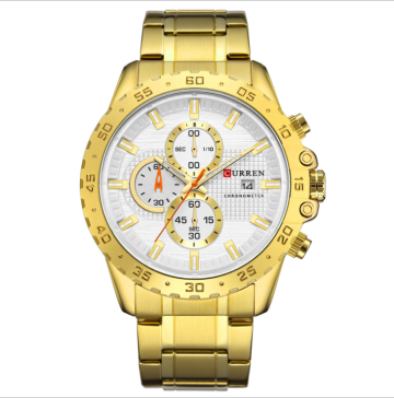 2020 Curren Mens Watch Gold Luxury Business Wristwatches Gold Chronograph Watch