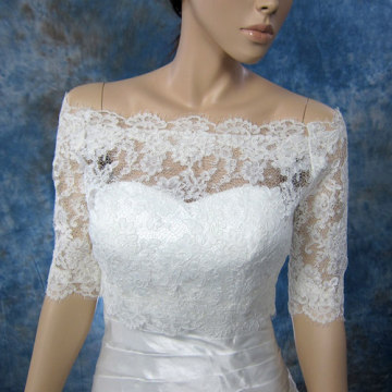 Off-shoulder Alencon Lace Bridal Bolero Wedding Jacket Shrug?