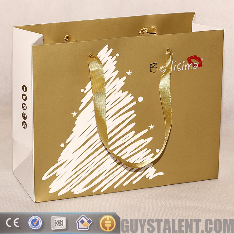 custom oem print color paper bags luxury kraft craft paper silk ribbon handle gift packaging shopping bags with your own logo