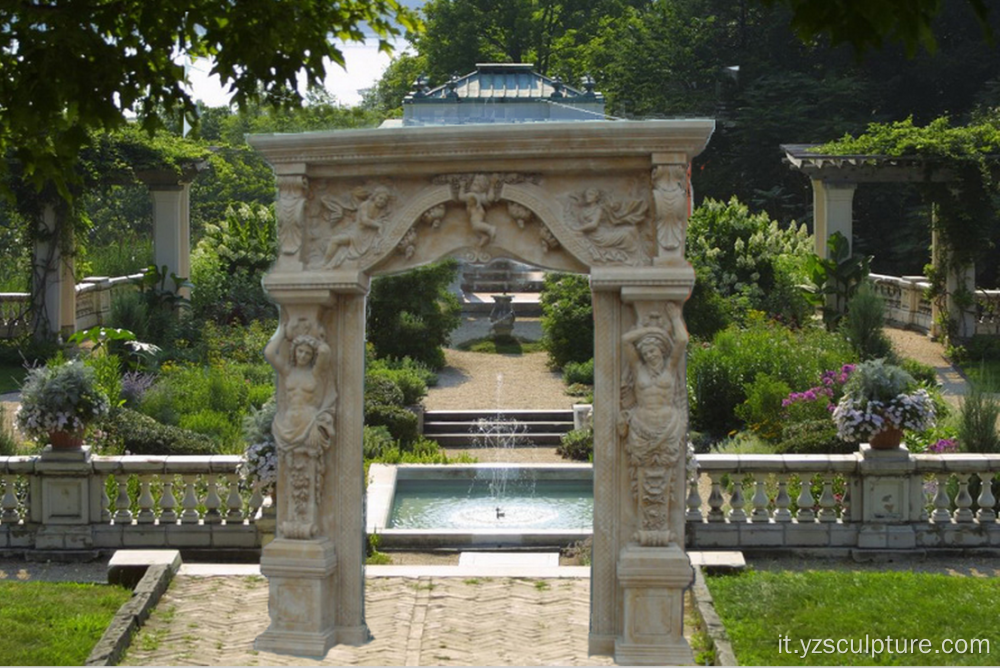 Porta in Marmo Con Statua per la Casa Decorazione