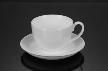 fine porcelain cups with and dishes set