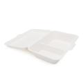 1000ml Bio Degradable 2 Compartment Food Containers 2 Compartment Lunch Box Sugarcane Container With Lid 2 Compartment Bento Box