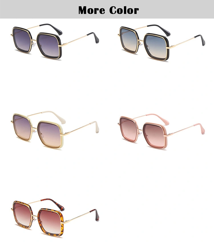 2021 Fashionable Customized Logo Metal Oversized Frame UV400 Men Women Sunglasses