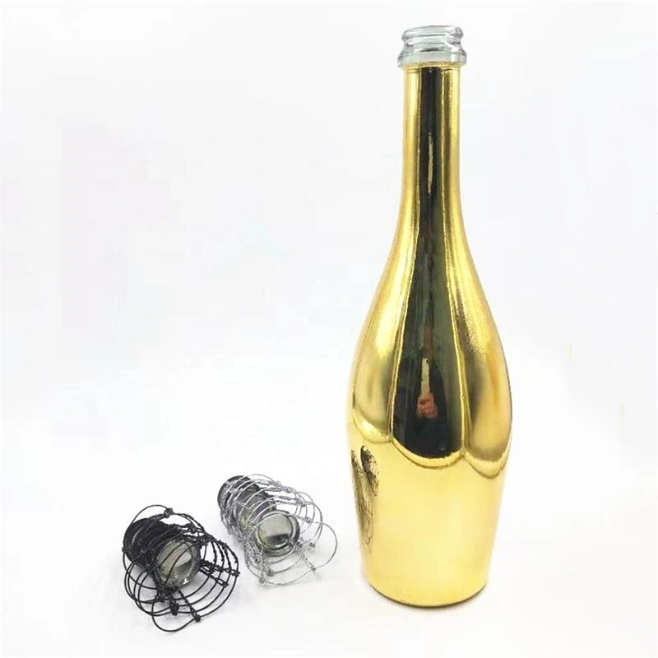 Manufacturer Customized 750ml Champagne Bottle, Electroplated Champagne Glass Bottle