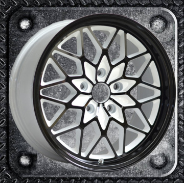 Black painted white inner groove alloy wheel