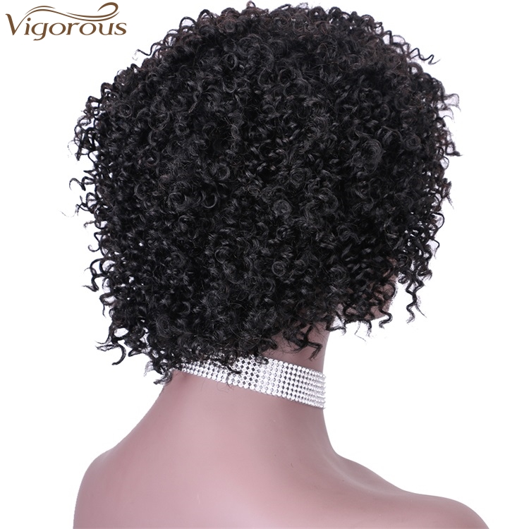 Vigorous Top Quality 100% Human Hair Wig Black Middle Part Short Wigs Kinky Curly Wigs for Black Women Wholesale Price