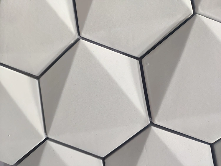 Glossy Pure Cement White Marble 3D Hexagon Tile 2'' Hexagon Marble Mosaic