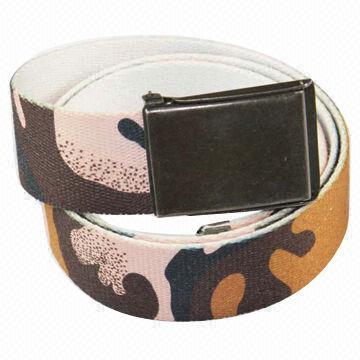 Fashionable Fabric Belt in Camo Color, For Military, with Plate Buckle