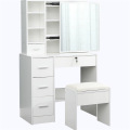 Wooden White Dressing Table with Sliding Mirror