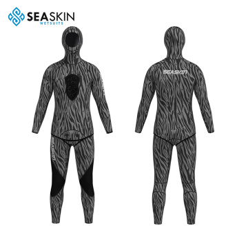 Seaskin 7mm Camo neorprene wetsuit के साथ स्ट्रेच पैनल फुल बॉडी वेटसूट हूड के साथ