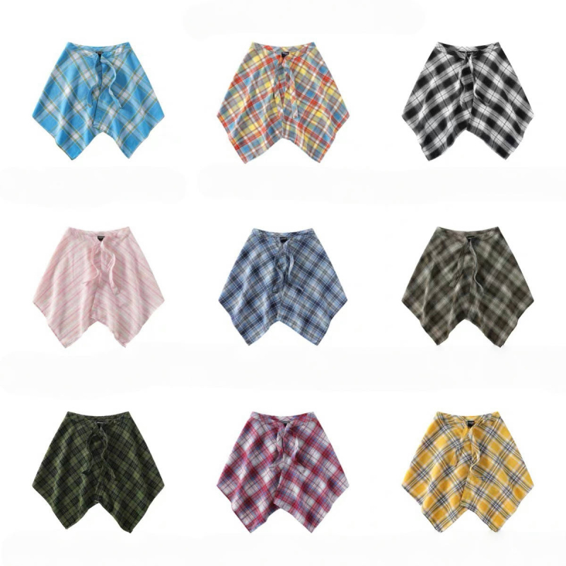 Blue Checkered Waist Accessories for Women