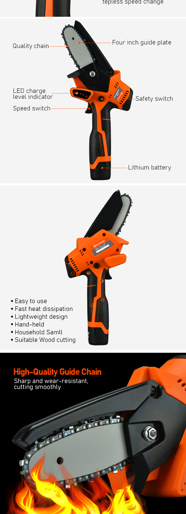 Handheld cordless professional chainsaw factory direct sales of China chainsaw rechargeable battery saw