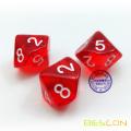 Bescon Polyhedral 10 Seiten Würfel mit Nummer 1-10, Rot Transparente 10-seitige Würfel, 10 Seiten Würfel 1-10