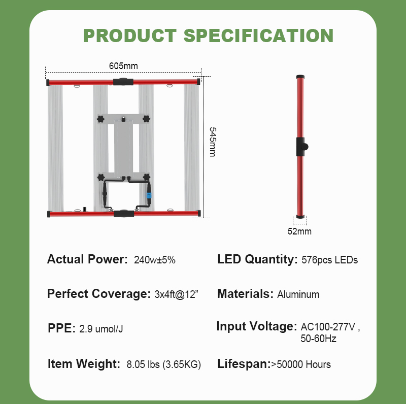 Το LM301H Dimmable Full Spectrum LED αυξάνεται φώτα πτυσσόμενα