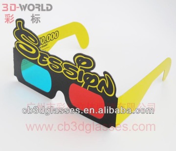 2013 Custom printed yellow frame 3d paper glasses