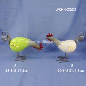 Promotional hand painted ceramic chickens and roosters