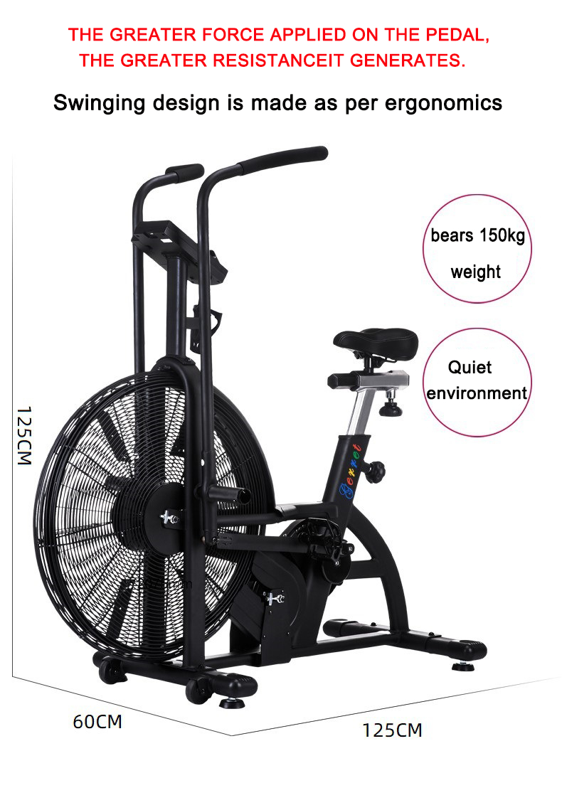 Hot Sale Exercise Air Bike Deluxe Fitness Equipment Heavy Duty Body Building Fashionable For Exercise Body Muscle