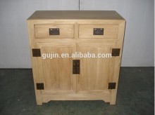 2 DRAWER 2 DOOR NATURAL FINISH ANTIQUE WOOD COUNTRY SIDEBOARD BUFFET CABINET