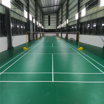 Green badminton sports flooring with white game line