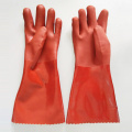 PVC rojo oscuro Guantes de guiones industriales de servicio pesado algodón