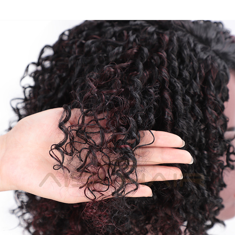 Aisi Hair Synthetic Afro Curly Short Wigs Black Mixed Bug Short Deep Curly Wigs Kinky Curly Hair Wigs for Women