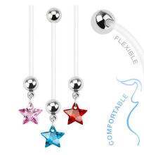 CZ Star Pregnancy Bioflex Belly Button Ring