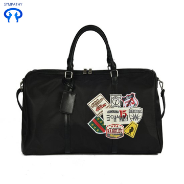 Oxford cloth monochrome graffiti badge travel bag