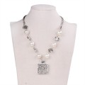 2015 noble forma de rosa plata colgante collares con cadena de perlas