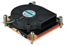 Square pure copper skiving fin heatsink with fan