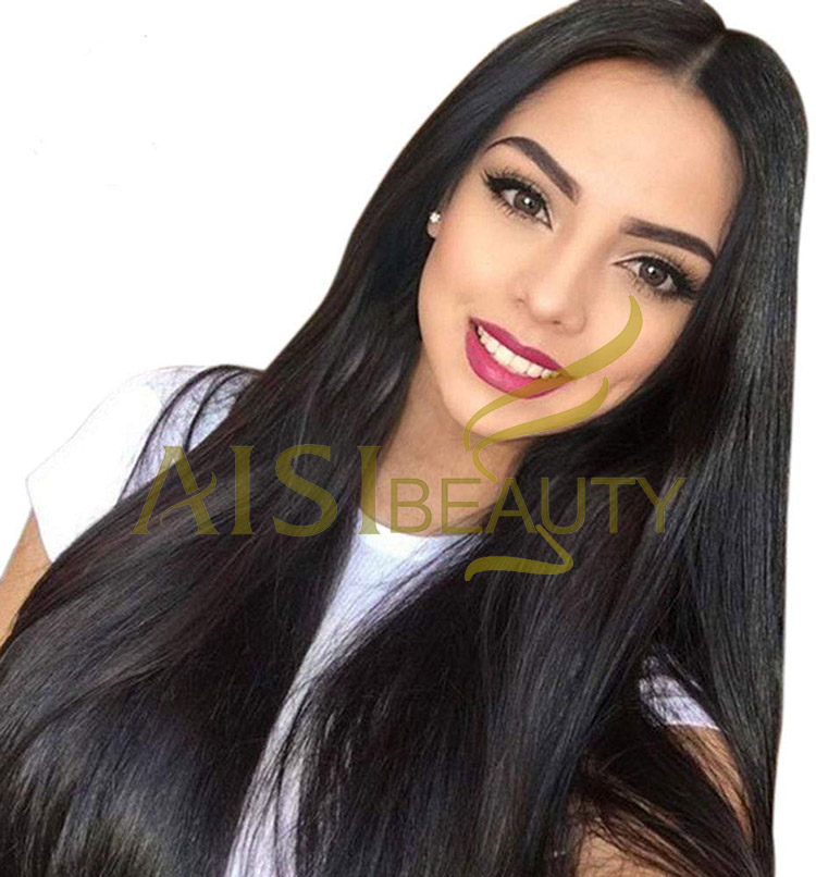 Aisi Beauty Wholesale Vendor Cheap Long Silky Straight Black Wig Swiss Lace Synthetic Hair For Black Women Lace Front Wig