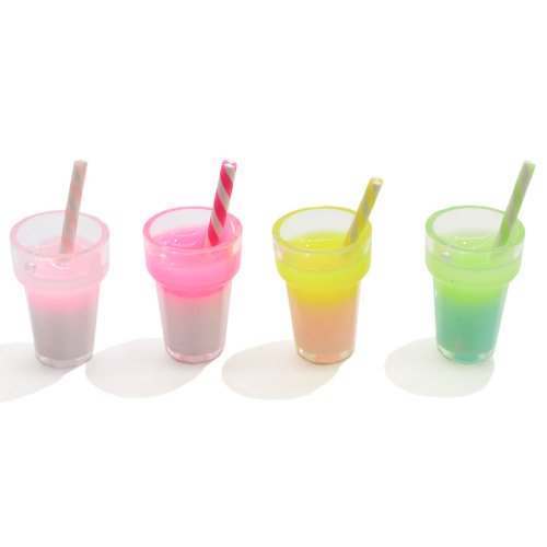 Supply 3D 100 Pcs Colorful Drink Bottle Resin Cabochon Milk Tea Cup Keychain Art Decor Diy Decoration Accessories