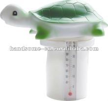 Floating animal dispenser with thermometer