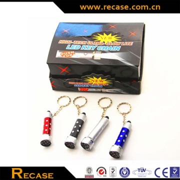 High bright led keyRing led flashlight keyring with metal keyring