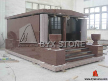 Design Red Granite Ceremation Family Mausoleums for Cemetery (BYX-GM-001)