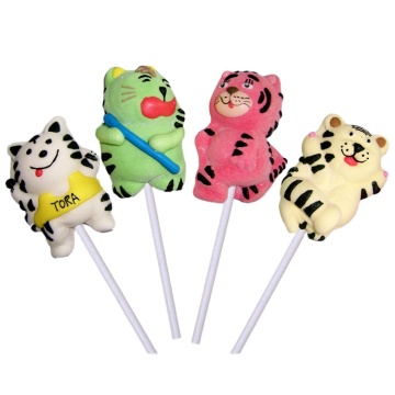 Hot Sell Handmade deco tiger shaped candy lollipops with plastic sticks