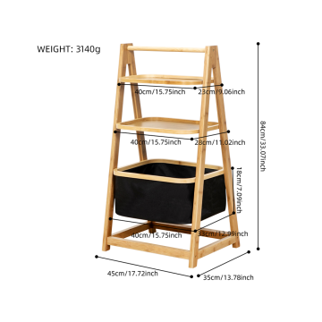 Bamboo A-Shaped Storage Shelf with Oxford Basket