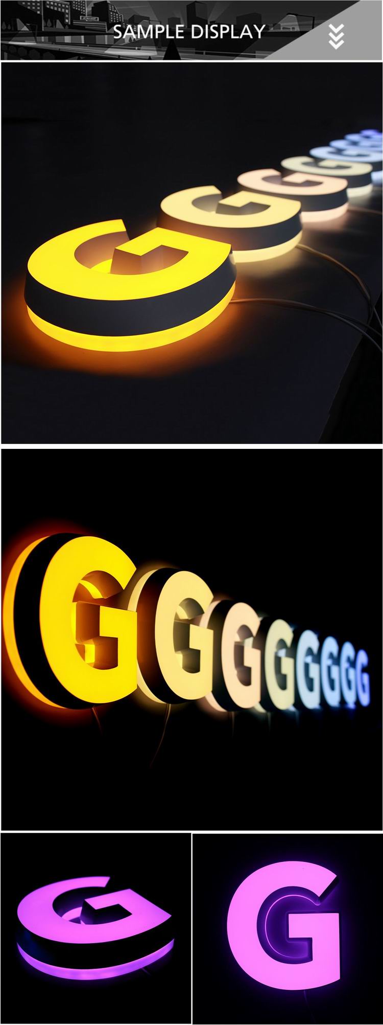 DINGYISIGN Customized Size Plastic Alphabet Letters 3D Solid Acrylic Led Illuminated Letter Sign