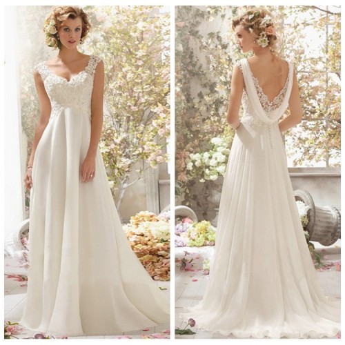 white see through corset lace bodice v neck ladies wedding dress