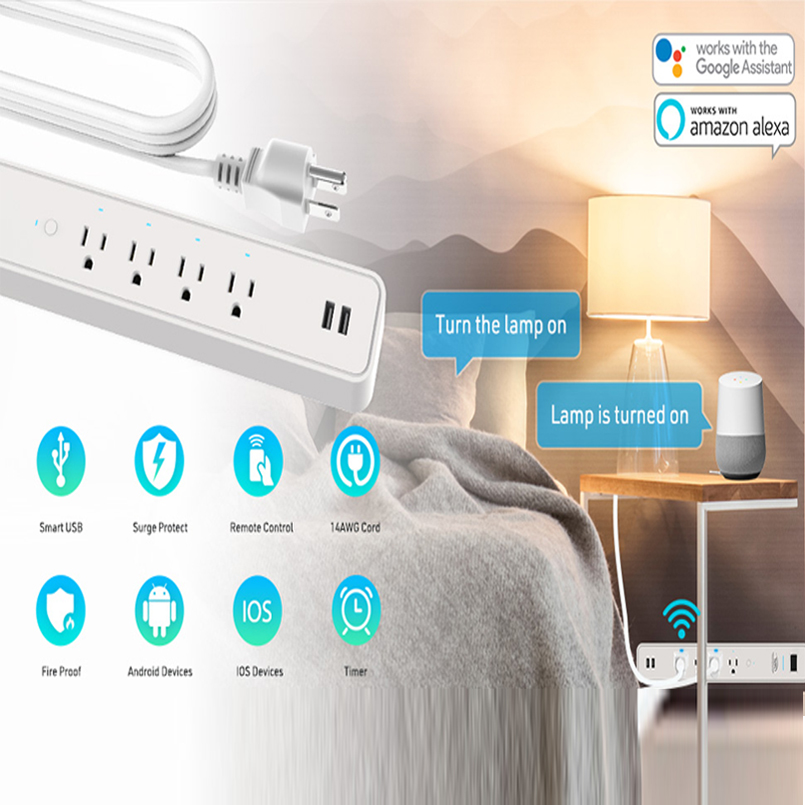 US Outlet Socket Surge Protector Wifi Smart Power Strip With Usb PortsTUYA