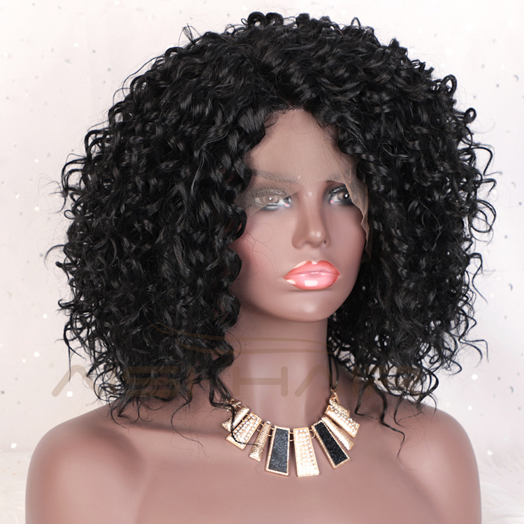 Aisi Hair Hign Quality Short Bob Kinky Curly Natural Black Wig Afro Deep Curly Synthetic Hair Lace Frontal Wigs For Black Women
