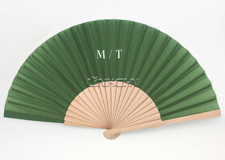 Personalized wooden silk portable hand fan with custom logo