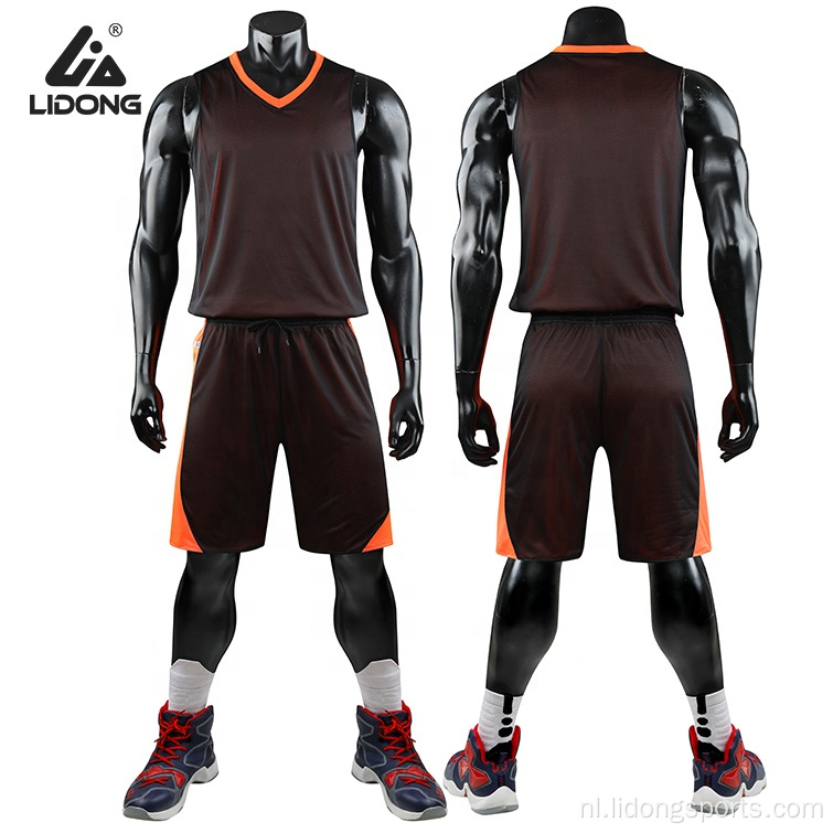 Aangepaste ontwerpen basketbal uniform college basketbal jersey